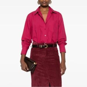 Xirena Monroe Cropped Boxy Button-Down Cotton Pink Blouse Top Size XS